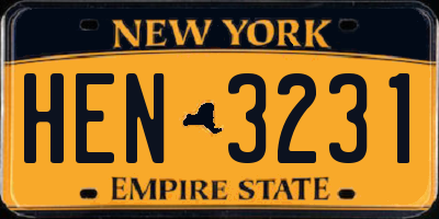 NY license plate HEN3231