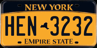 NY license plate HEN3232