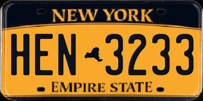 NY license plate HEN3233