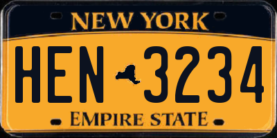 NY license plate HEN3234