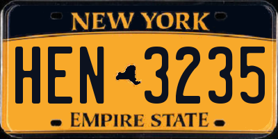 NY license plate HEN3235