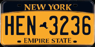 NY license plate HEN3236
