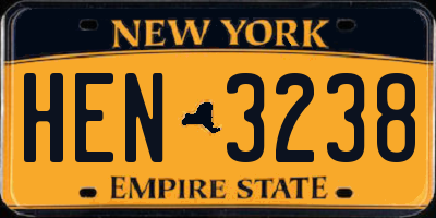NY license plate HEN3238