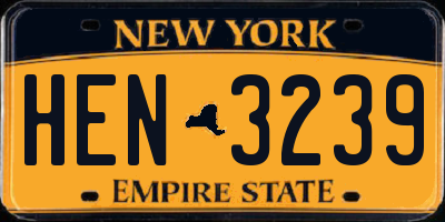 NY license plate HEN3239
