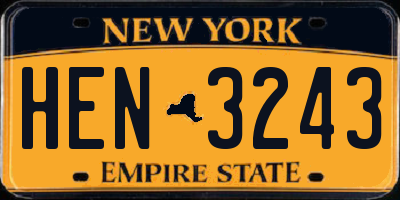 NY license plate HEN3243