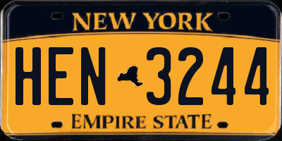 NY license plate HEN3244