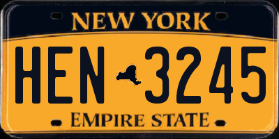 NY license plate HEN3245
