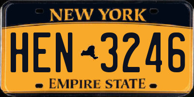 NY license plate HEN3246