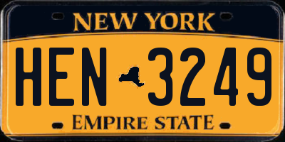 NY license plate HEN3249