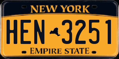 NY license plate HEN3251