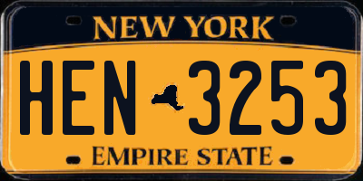 NY license plate HEN3253