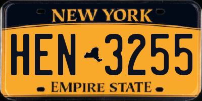 NY license plate HEN3255
