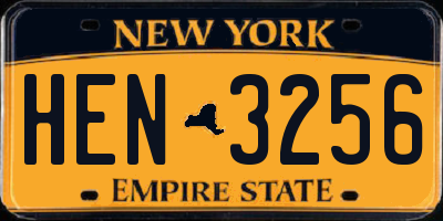 NY license plate HEN3256