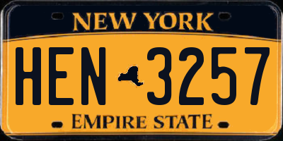 NY license plate HEN3257