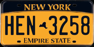 NY license plate HEN3258