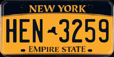 NY license plate HEN3259