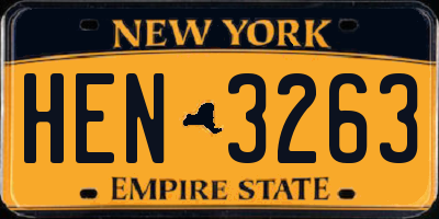 NY license plate HEN3263