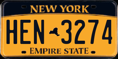 NY license plate HEN3274
