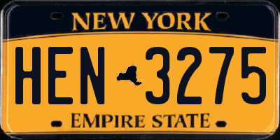 NY license plate HEN3275