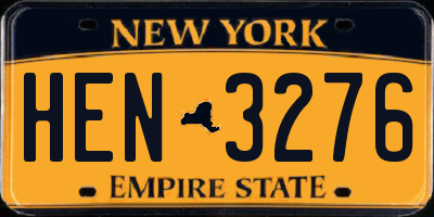 NY license plate HEN3276