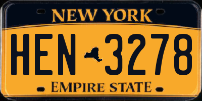 NY license plate HEN3278