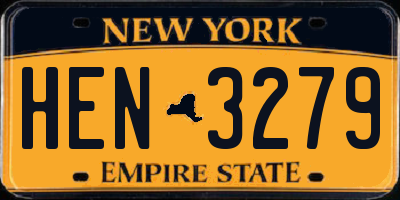 NY license plate HEN3279