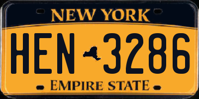 NY license plate HEN3286