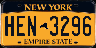 NY license plate HEN3296
