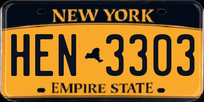 NY license plate HEN3303