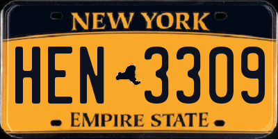 NY license plate HEN3309