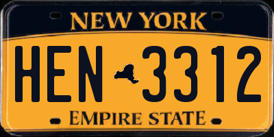 NY license plate HEN3312