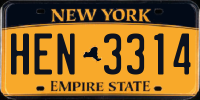 NY license plate HEN3314