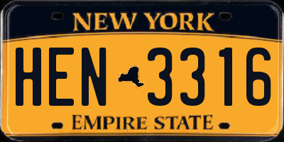 NY license plate HEN3316