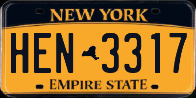 NY license plate HEN3317