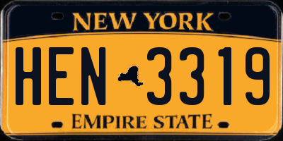 NY license plate HEN3319