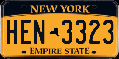NY license plate HEN3323