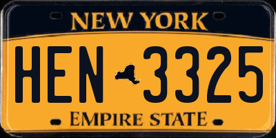 NY license plate HEN3325