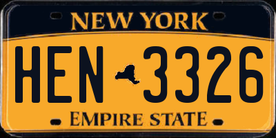 NY license plate HEN3326