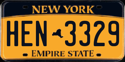NY license plate HEN3329