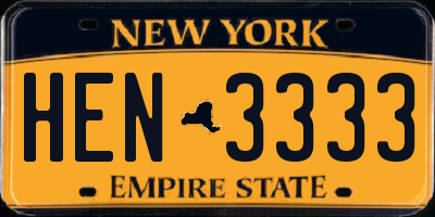NY license plate HEN3333