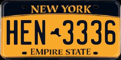 NY license plate HEN3336