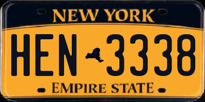 NY license plate HEN3338