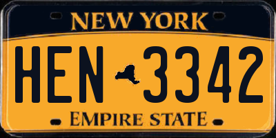 NY license plate HEN3342