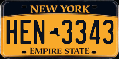 NY license plate HEN3343
