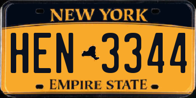 NY license plate HEN3344