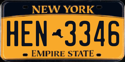 NY license plate HEN3346