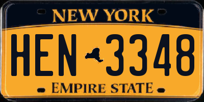 NY license plate HEN3348