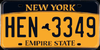 NY license plate HEN3349