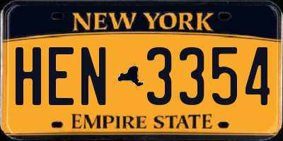 NY license plate HEN3354