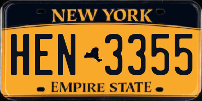 NY license plate HEN3355